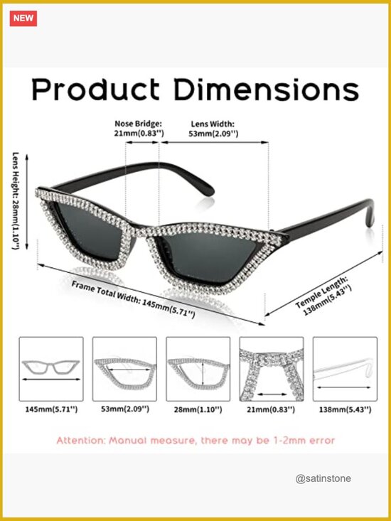 Small Cat Eye Sunglasses with Sparkling Crystal Frame main image 6